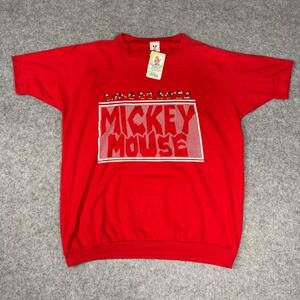 Vintage Disney‎ Wear Mickey Mouse Red Graphic T-Shirt Banded Hem XL Made in USA